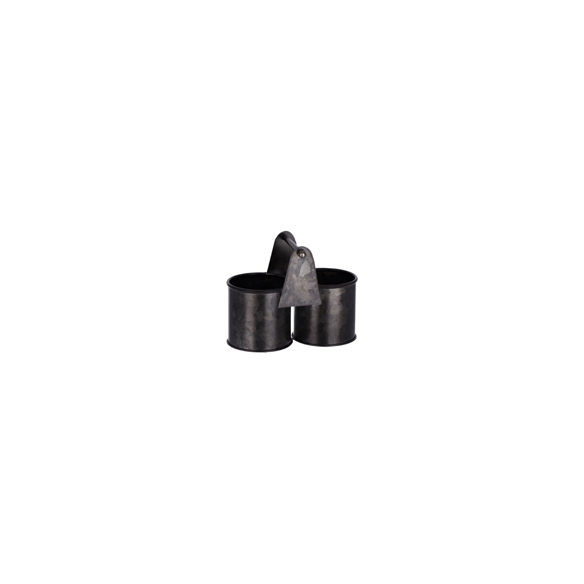 Coney Island Dual Pot Black Galvanised Caddy 140x70x70mm