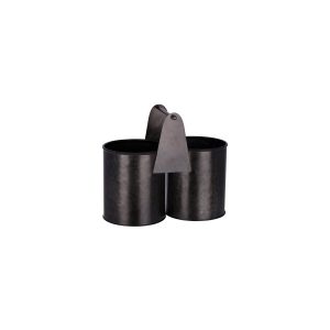 Coney Island Dual Pot Black Galvanised Caddy 240x120x140mm