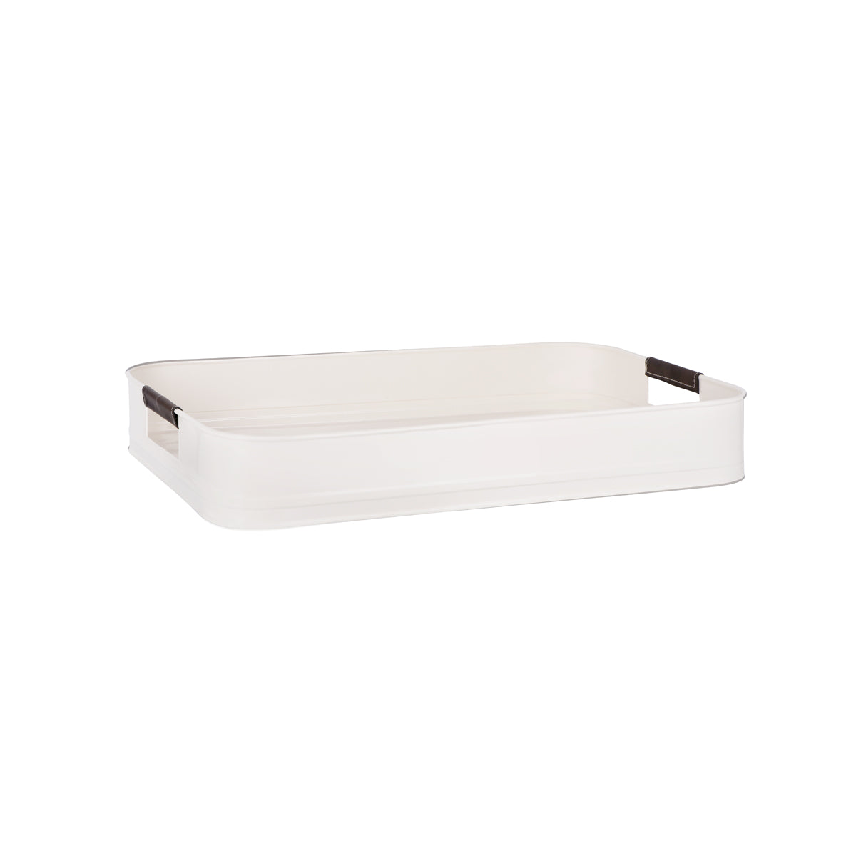 Coney Island Creme Rectangular Tray with Leather Handle 485x335x75mm