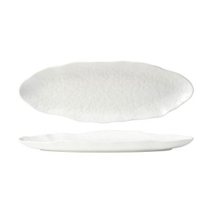Fusion Lotus Oval Flared Plate 388mm White