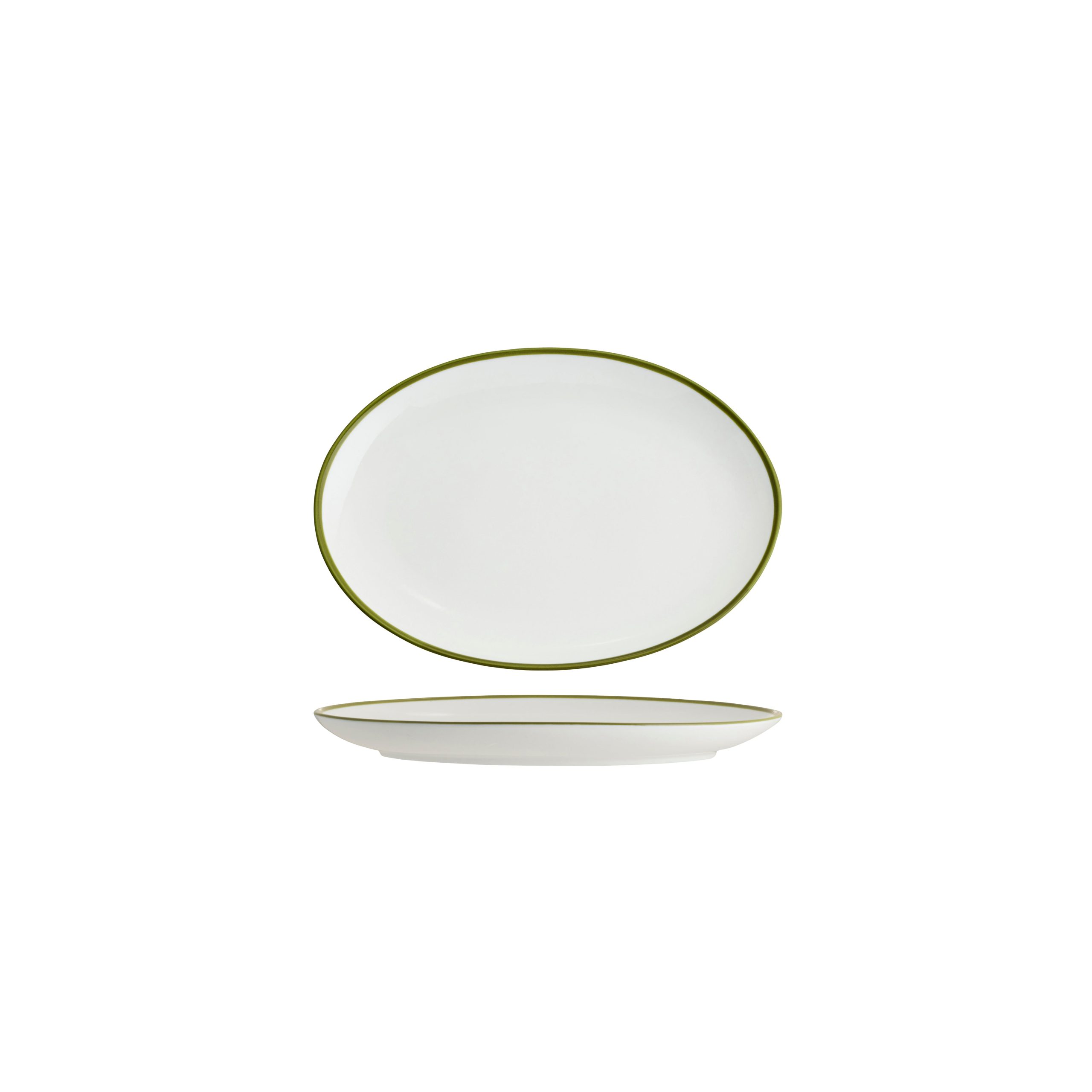 Core Oval Coupe Plate Olive Green Rim 230x165x22mm