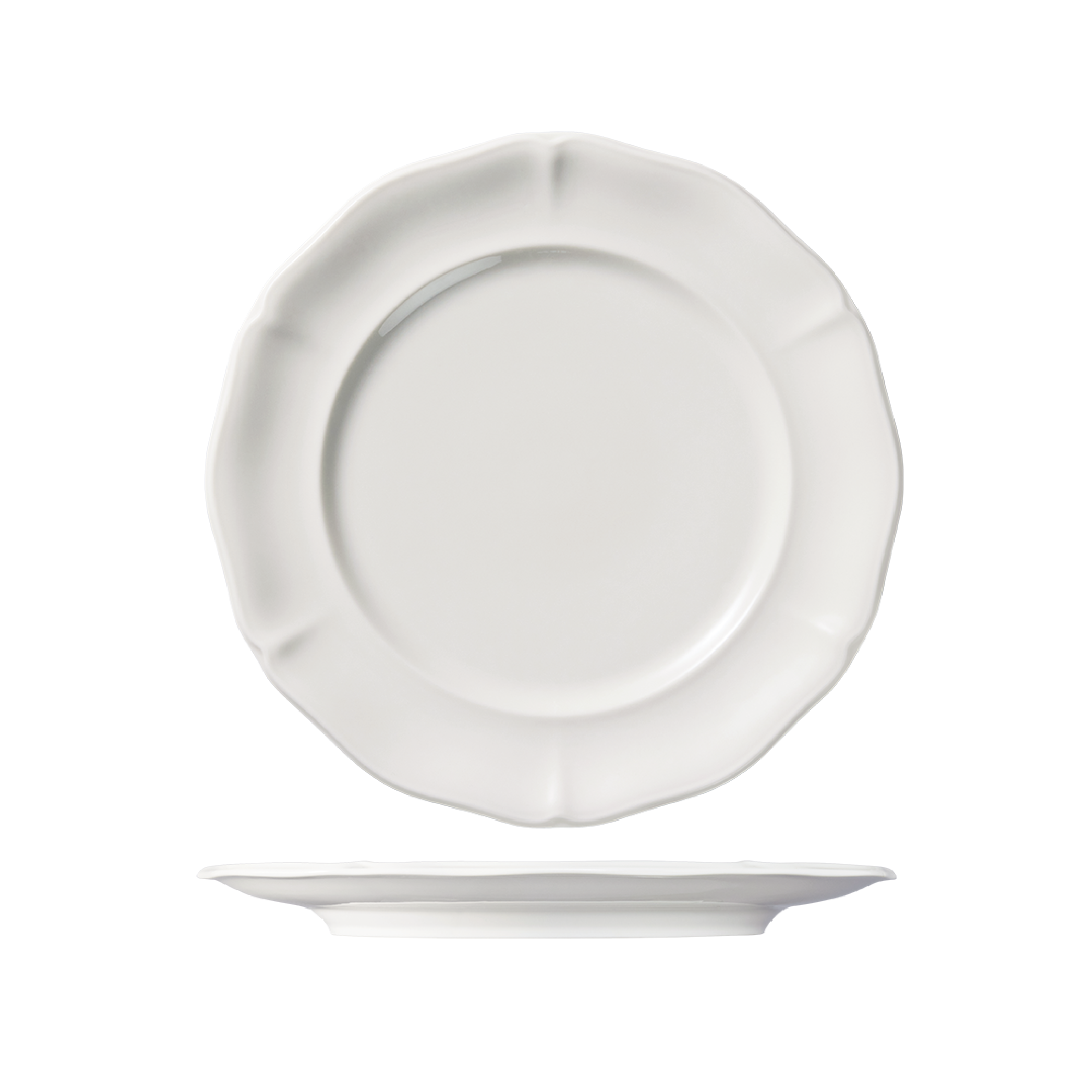 Luzerne Astoria Scalloped Round Plate - Wide Rim
