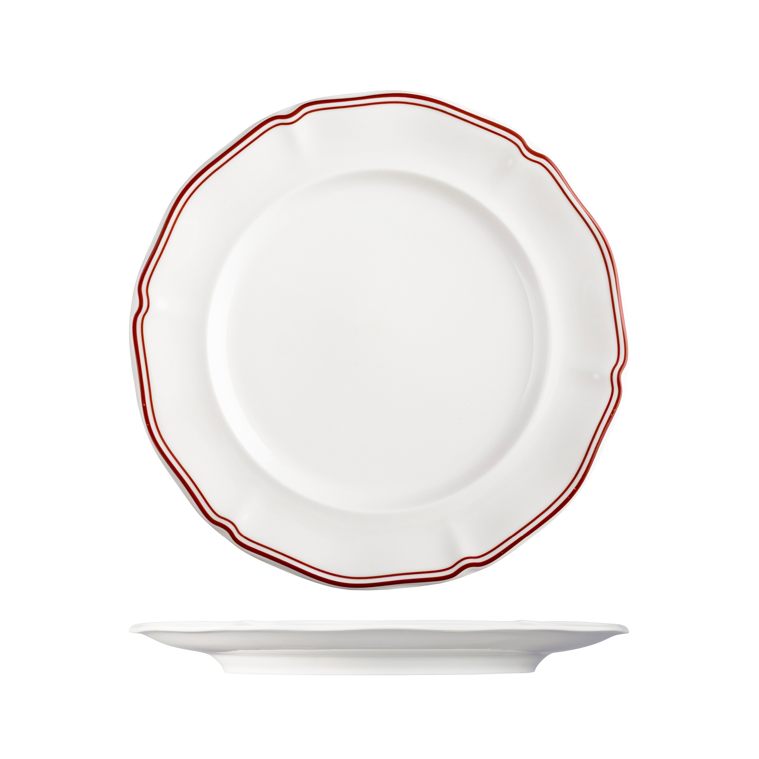 Luzerne Astoria Rosewood Scalloped Round Plate - Wide Rim