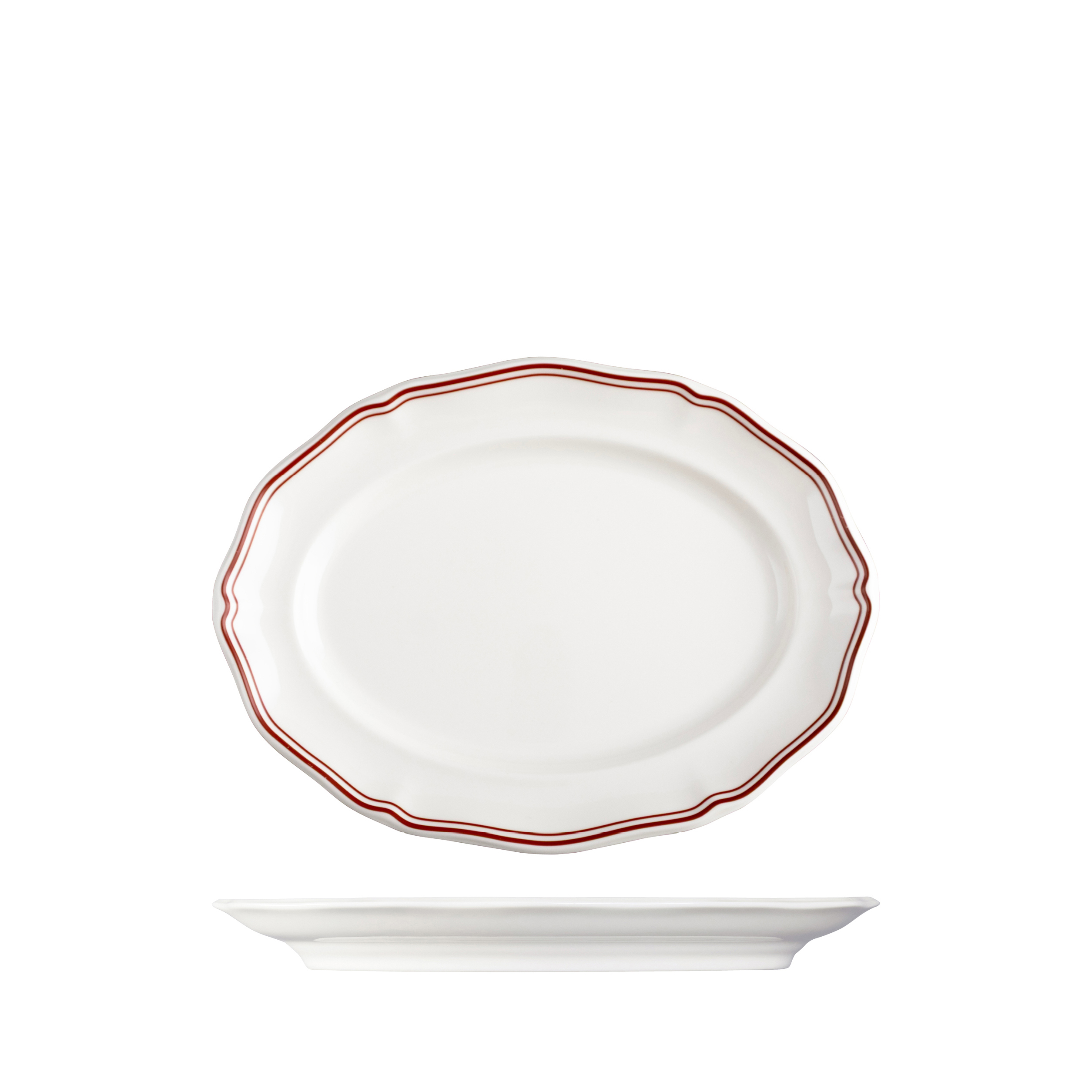Luzerne Astoria Rosewood Scalloped Oval Plate - Wide Rim