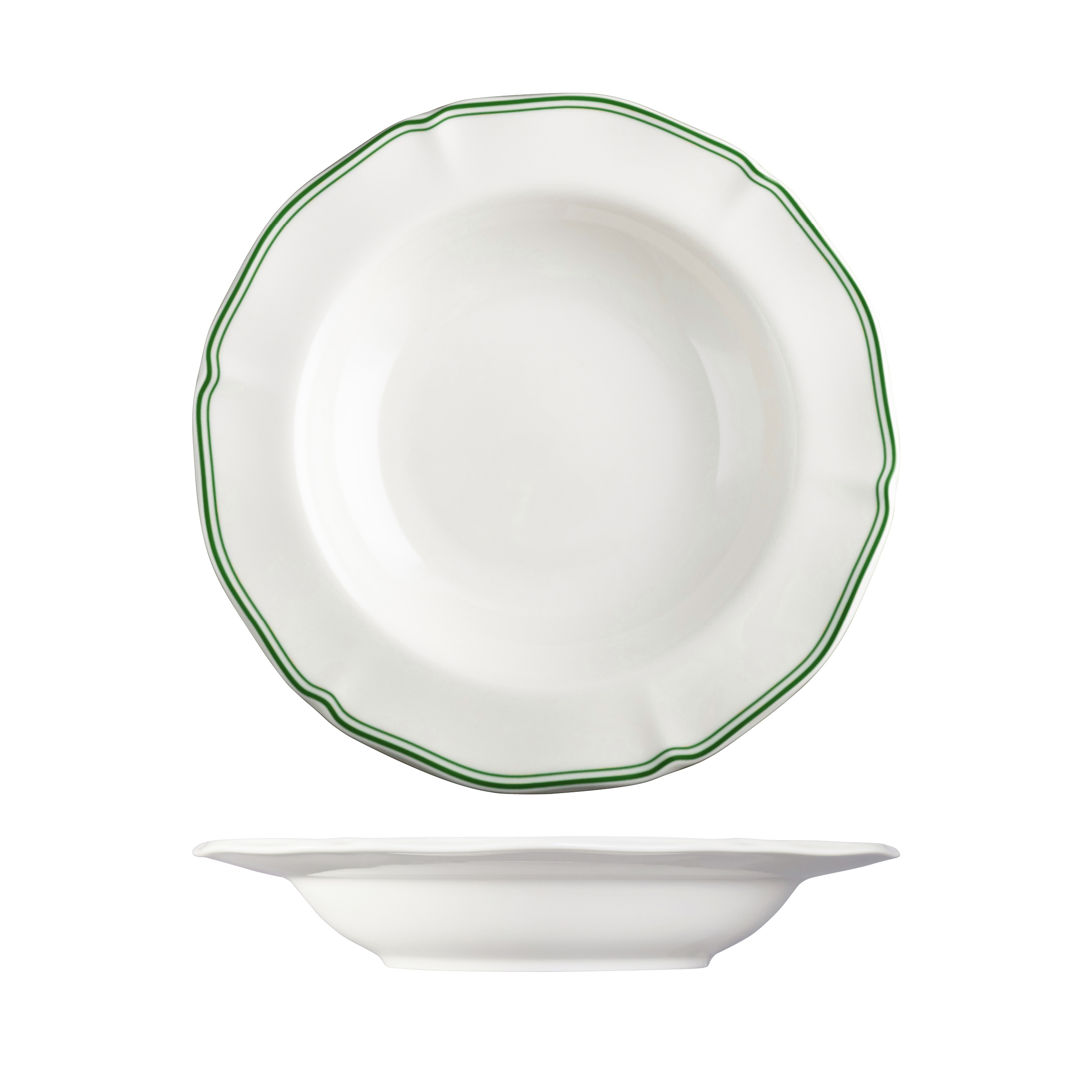 Luzerne Astoria Emerald Scalloped Soup / Pasta Bowl - Wide Rim