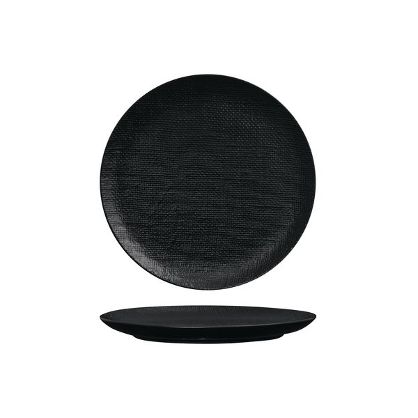 Luzerne Linen Matte Black Round Plate - Flat / Coupe