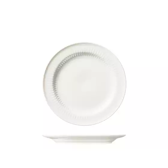 Luzerne Cottage White Round Plate - Wide Rim
