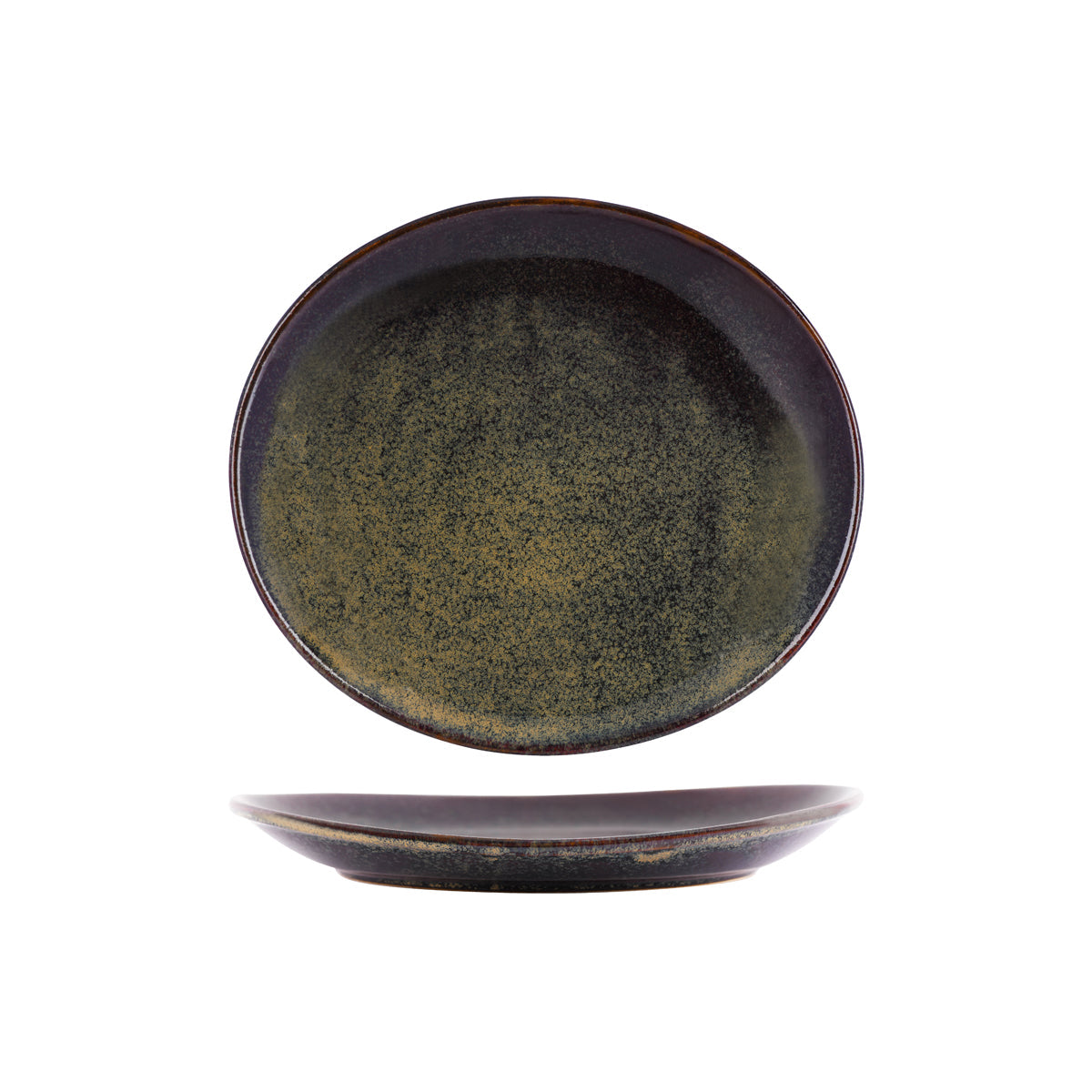 Artistica Reactive Brown Oval Plate 250x220mm