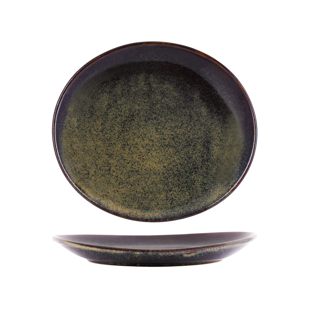Artistica Reactive Brown Oval Plate 295x250mm