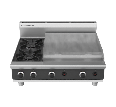 Cobra C9B-B 900mm Two Burner / Griddle Gas Cooktop - Bench Model