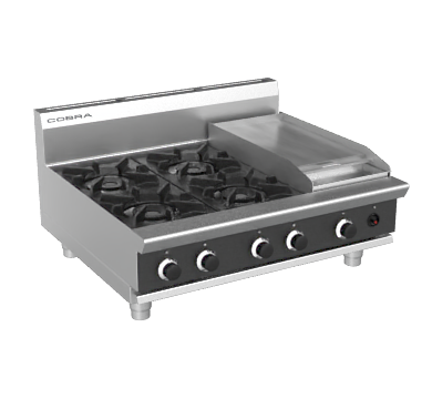 Cobra C9C-B 900mm Four Burner / Griddle Gas Cooktop - Bench Model