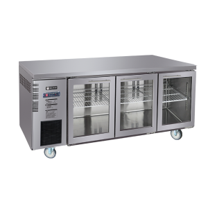 BESTTOP Under Bench Glass Door Fridge 1800mm/CUR18-3SG-600 (600mm depth)