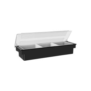 Condiment Holder 3-Compartment Black 500x160x90mm