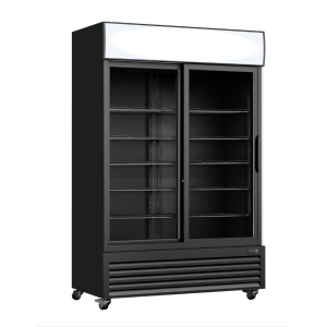Thermaster Two Sliding Glass Door Colourbond Upright Drink Fridge Black - LG-1000SDBP