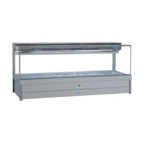 Roband Square Glass Hot Food Display Bar, 12 pans double row
