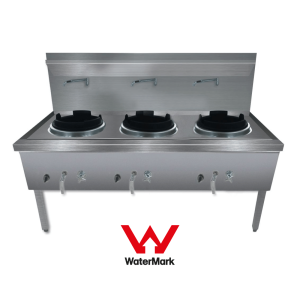 Gasmax Stainless Steel Waterless LPG Triple Wok Chimney Burner - WW-3LC