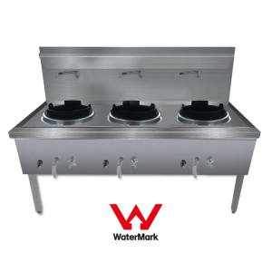 Gasmax Stainless Steel Waterless Nature Gas Triple Wok Chimney Burner - WW-3NC