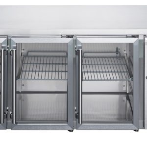 FED-X Three Glass Door Bench Fridge Stainless Steel - XUB6C18G3V