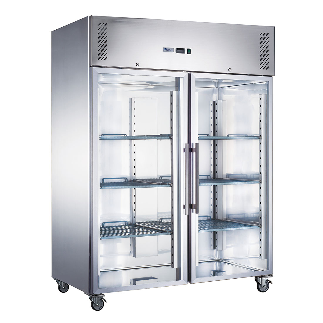 FED-X S/S Two Full Glass Door Upright Fridge - XURC1410G2V